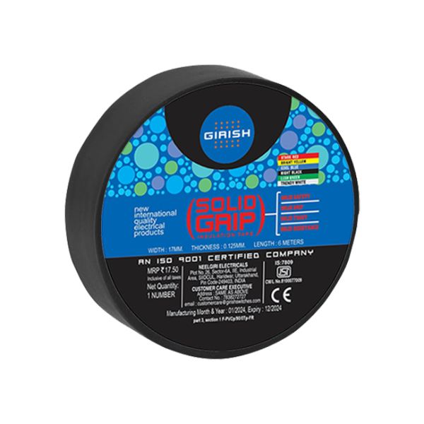 6 Meter Black Solid Grip Insulation Tape