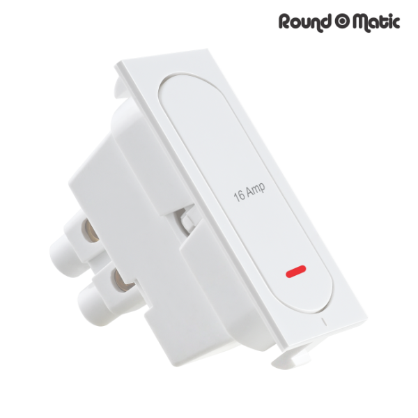 16 Amperes Two Way Switch With Indicator Round O Matic Trendy White