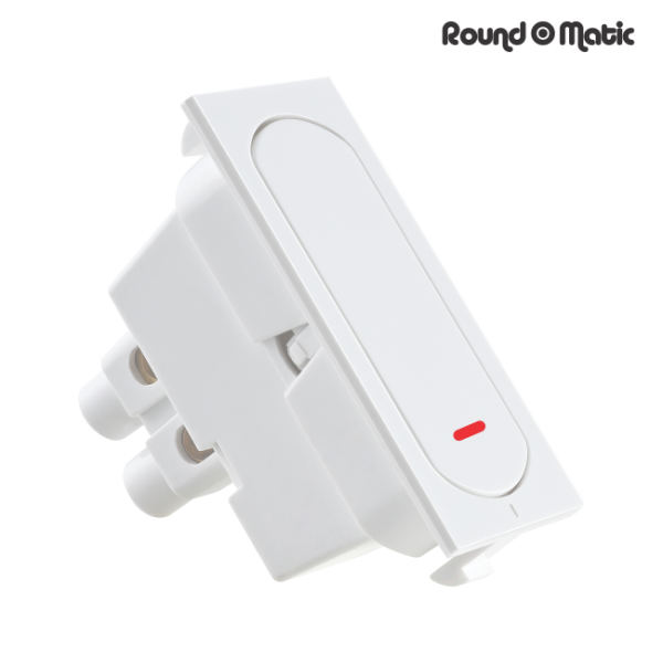 6 Amperes One Way Switch With Indicator Round O Matic Trendy White