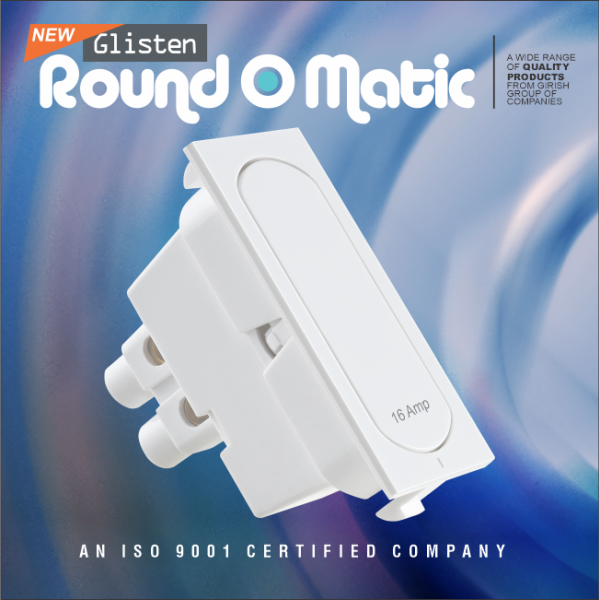 16 Amperes One Way Switch Round O Matic Trendy White