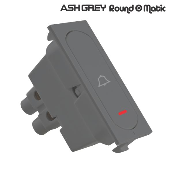 6 Amperes Bell Push Switch With Indicator Round O Matic Ashgrey