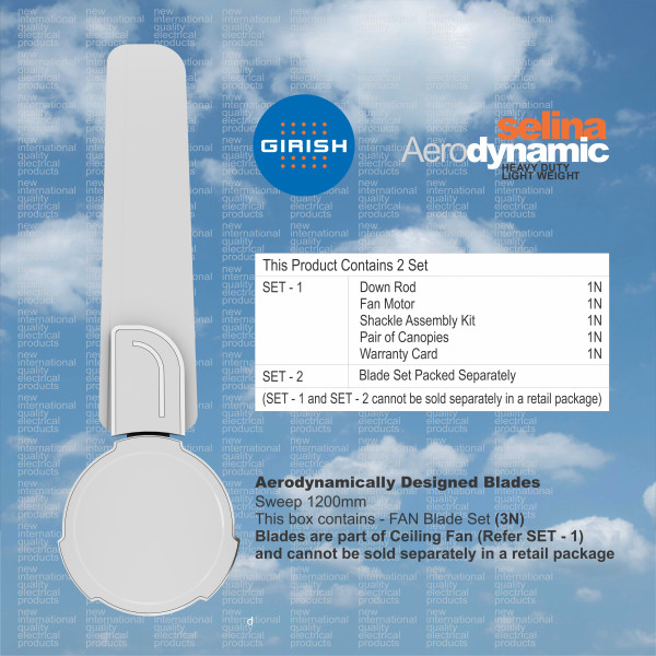 Ceiling Fan Selina Aero Dynamic Virgin White