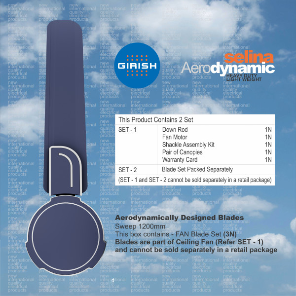 Ceiling Fan Selina Aero Dynamic Dusky Blue