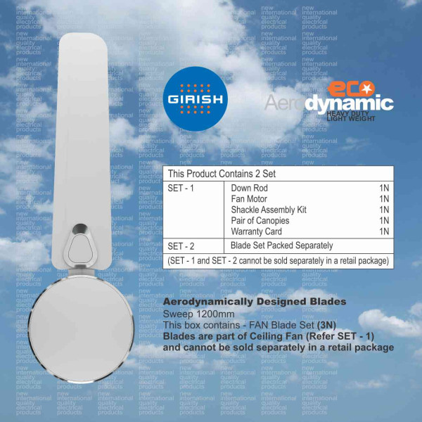 Ceiling Fan Ecostar Aero Dynamic Virgin White