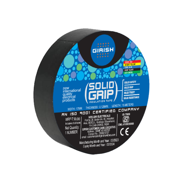 15 Meter Black Solid Grip Insulation Tape