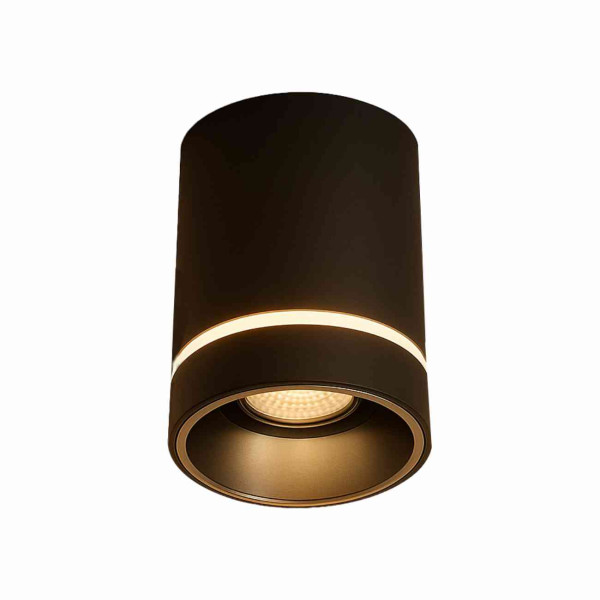 12 Watt Led Outdoor Drum Ceiling Light Round O Matic Black & Black Chassis Warm White