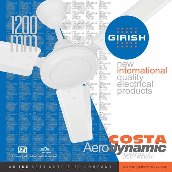 Ceiling Fan Costa Aero Dynamic Virgin White