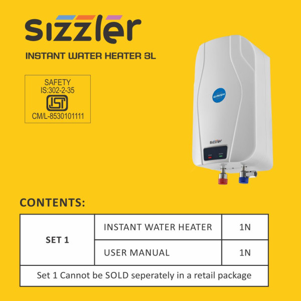 SIZZLER INSTANT WATER HEATER 3 LITRE