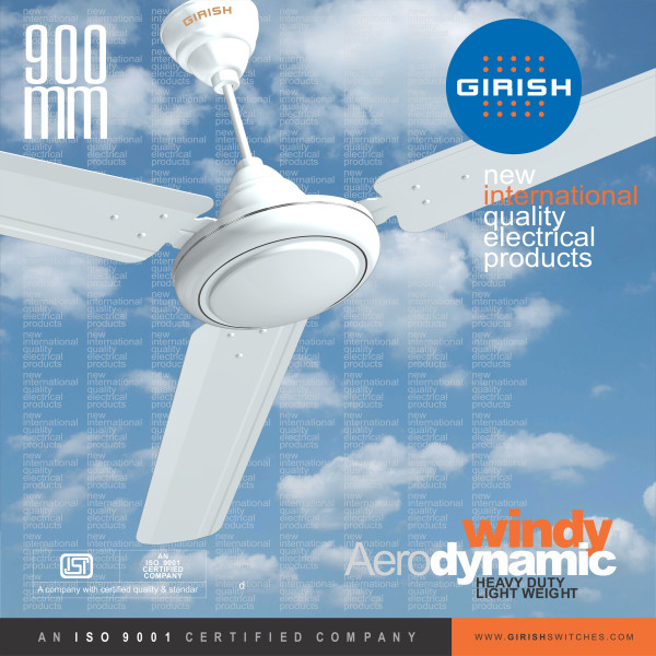 Ceiling Fan Windy Aero Dynamic Virgin White 900 mm