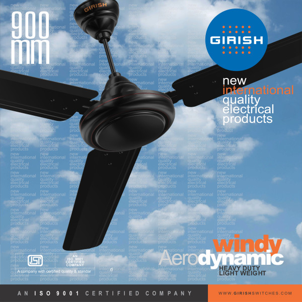 Ceiling Fan Windy Aero Dynamic AshGrey 900 mm