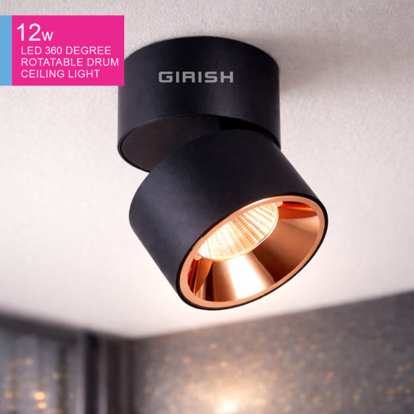 12 WATT  LED 360 DEGREE ROTATABLE DRUM CEILING LIGHT WARM WHITE